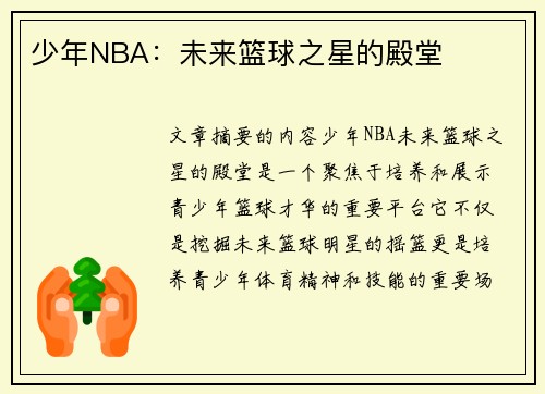 少年NBA：未来篮球之星的殿堂